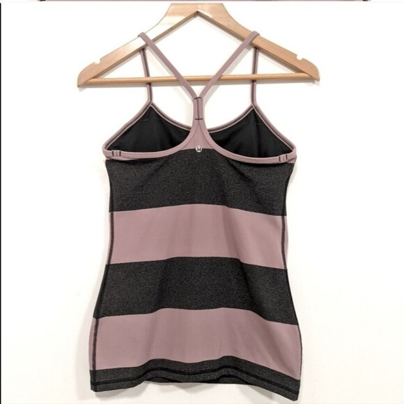 Lululemon Power Y Tank Luon Bold Stripe Mauvelous Heathered Black Mauvelous 6 - Picture 5 of 9